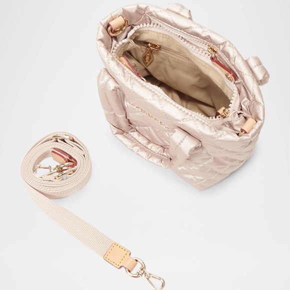 MZ Wallace Micro Metro Tote Deluxe Rose Pink Metallic Purse - Picture 3 of 6